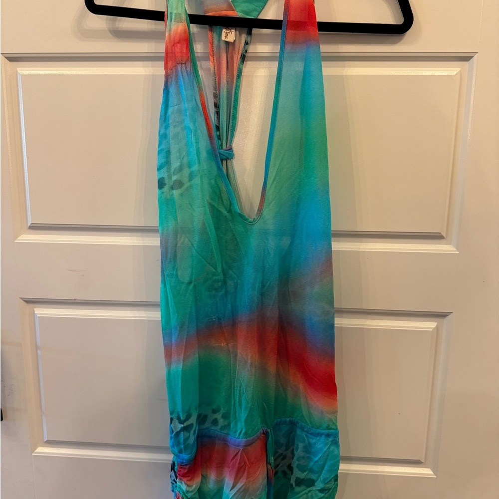 Colorful Tie-Dye T Back Romper Coverup